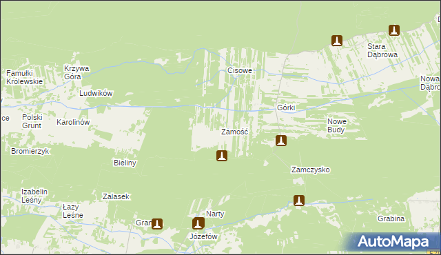 mapa Zamość gmina Leoncin, Zamość gmina Leoncin na mapie Targeo