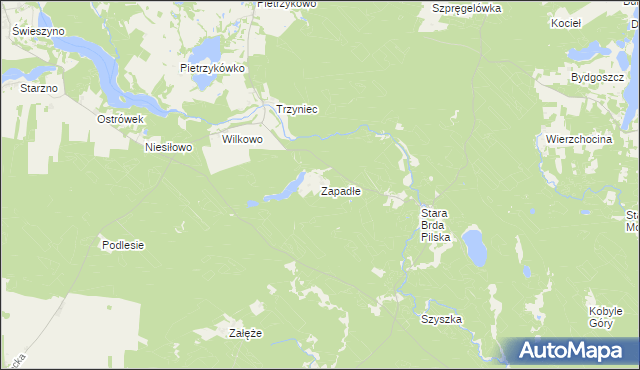 mapa Zapadłe gmina Koczała, Zapadłe gmina Koczała na mapie Targeo