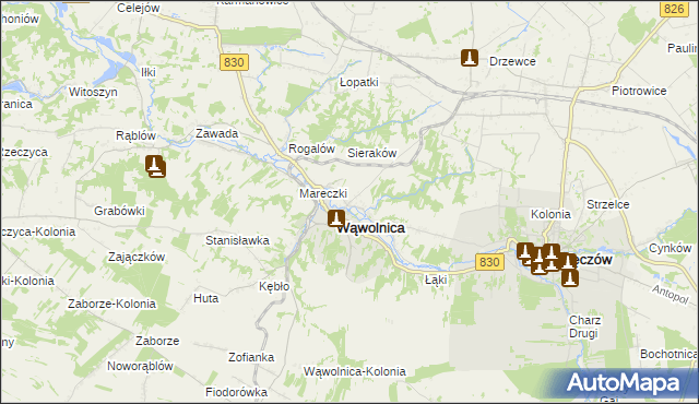 mapa Zarzeka gmina Wąwolnica, Zarzeka gmina Wąwolnica na mapie Targeo
