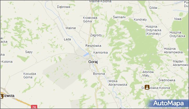 mapa Zastawie gmina Goraj, Zastawie gmina Goraj na mapie Targeo