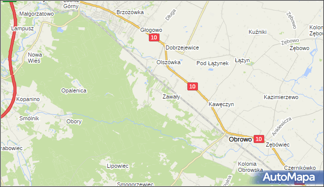 mapa Zawały gmina Obrowo, Zawały gmina Obrowo na mapie Targeo