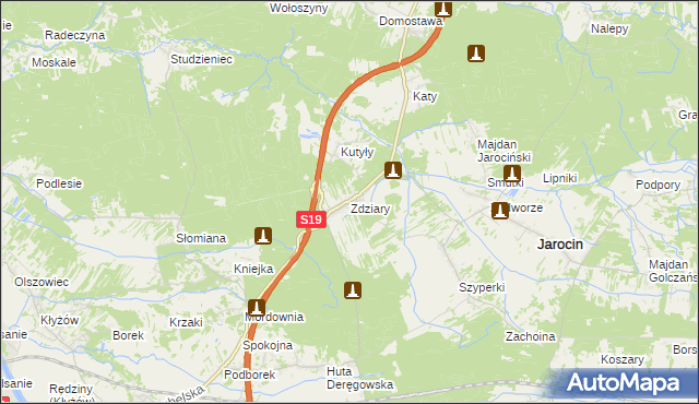 mapa Zdziary gmina Jarocin, Zdziary gmina Jarocin na mapie Targeo