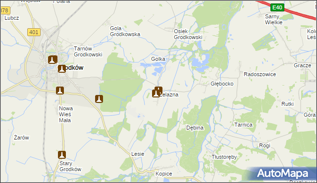 mapa Żelazna gmina Grodków, Żelazna gmina Grodków na mapie Targeo