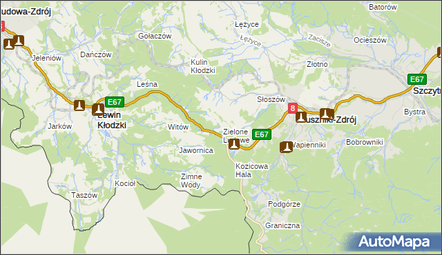 mapa Zielone Ludowe, Zielone Ludowe na mapie Targeo