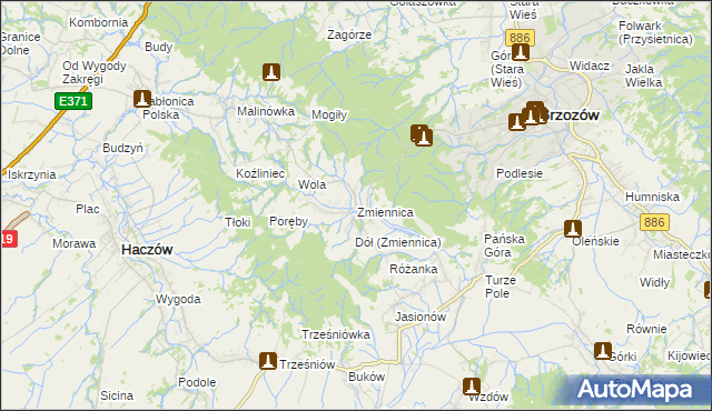 mapa Zmiennica, Zmiennica na mapie Targeo