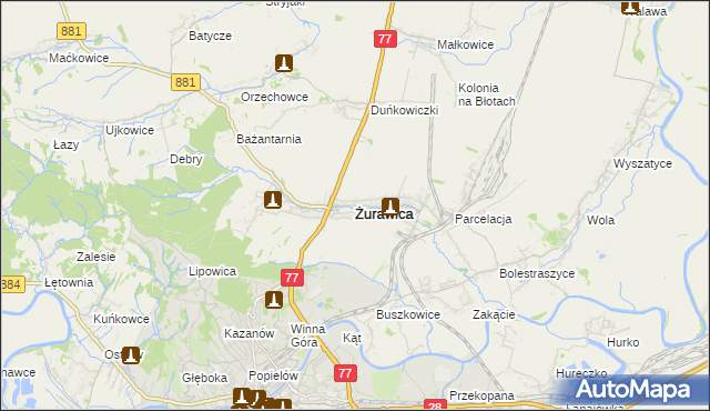 mapa Żurawica powiat przemyski, Żurawica powiat przemyski na mapie Targeo