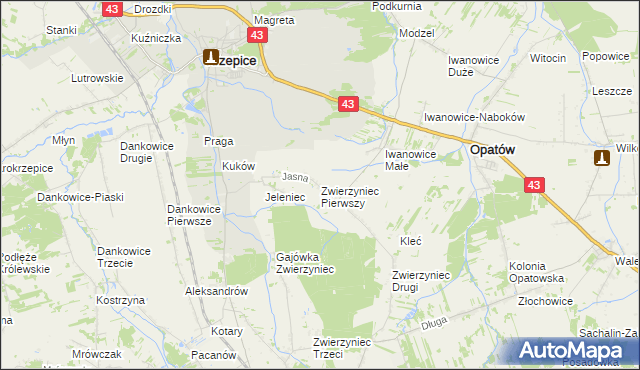 mapa Zwierzyniec Pierwszy, Zwierzyniec Pierwszy na mapie Targeo