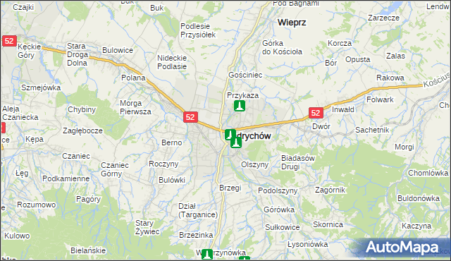 mapa Andrychów, Andrychów na mapie Targeo