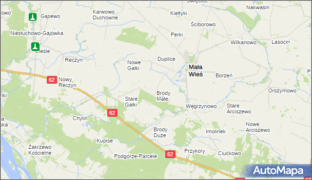 mapa Brody Małe gmina Mała Wieś, Brody Małe gmina Mała Wieś na mapie Targeo