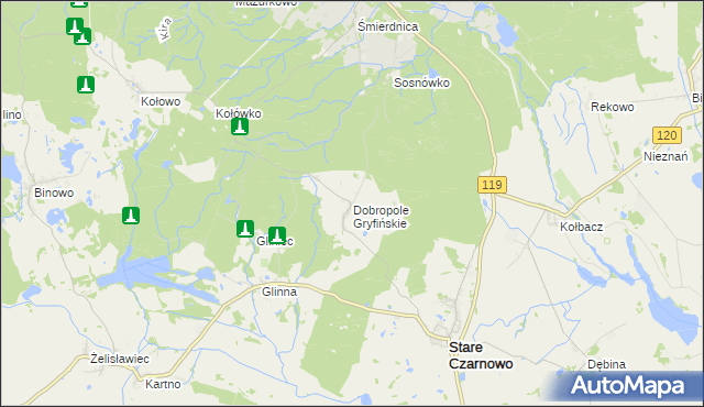 mapa Dobropole Gryfińskie, Dobropole Gryfińskie na mapie Targeo