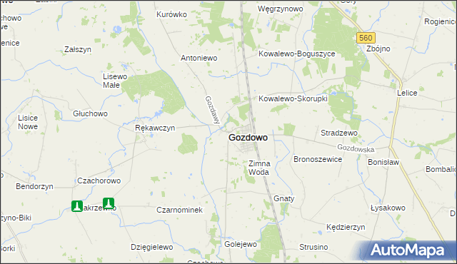 mapa Gozdowo powiat sierpecki, Gozdowo powiat sierpecki na mapie Targeo