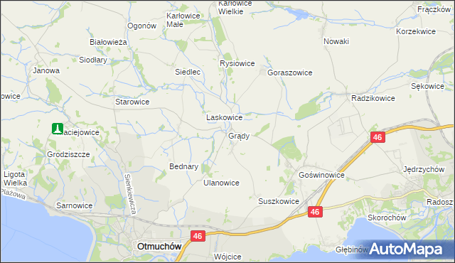mapa Grądy gmina Otmuchów, Grądy gmina Otmuchów na mapie Targeo