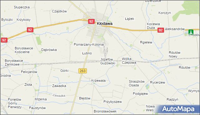 mapa Józefów Guzowski, Józefów Guzowski na mapie Targeo