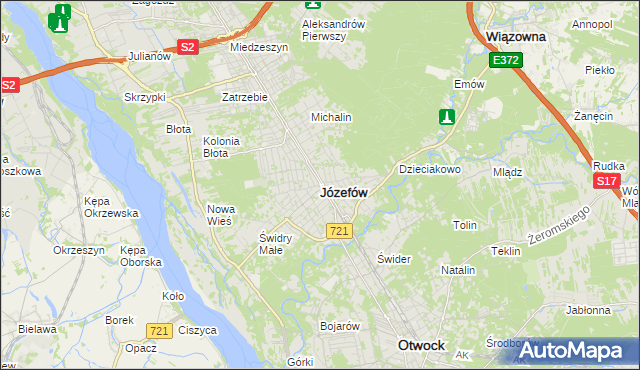 mapa Józefów powiat otwocki, Józefów powiat otwocki na mapie Targeo