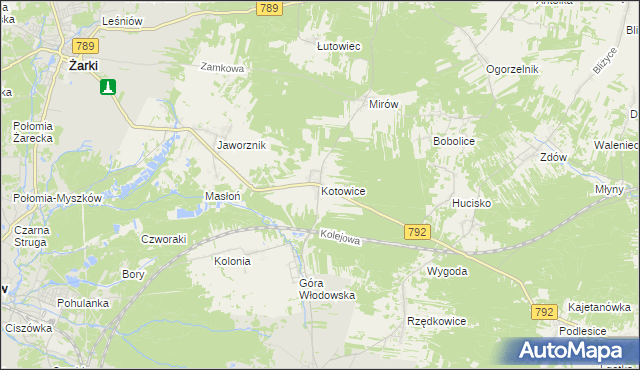 mapa Kotowice gmina Żarki, Kotowice gmina Żarki na mapie Targeo