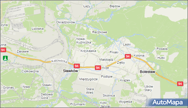 mapa Krzykawa, Krzykawa na mapie Targeo