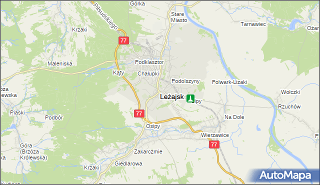 mapa Leżajsk, Leżajsk na mapie Targeo