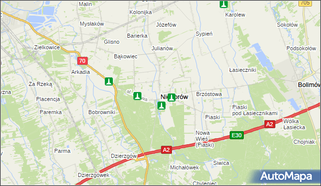 mapa Nieborów powiat łowicki, Nieborów powiat łowicki na mapie Targeo