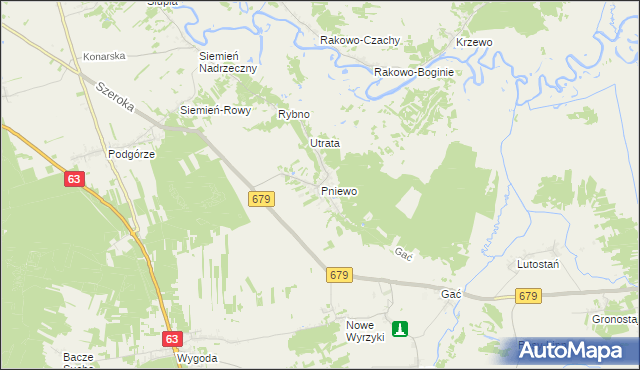 mapa Pniewo gmina Łomża, Pniewo gmina Łomża na mapie Targeo