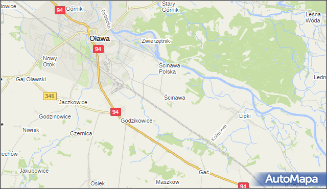 mapa Ścinawa gmina Oława, Ścinawa gmina Oława na mapie Targeo