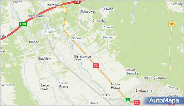 mapa Sierakowice Prawe, Sierakowice Prawe na mapie Targeo