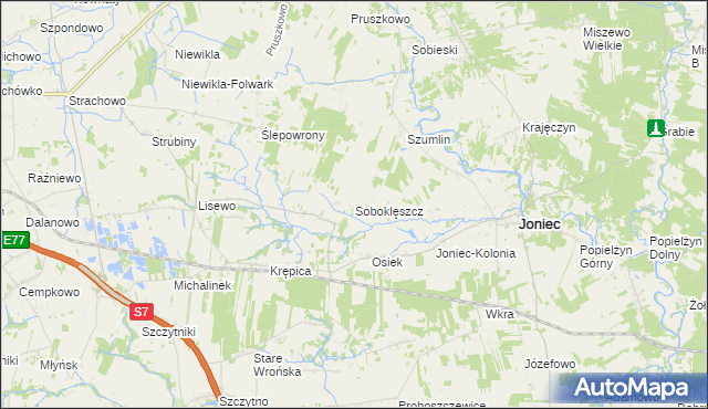 mapa Soboklęszcz gmina Joniec, Soboklęszcz gmina Joniec na mapie Targeo