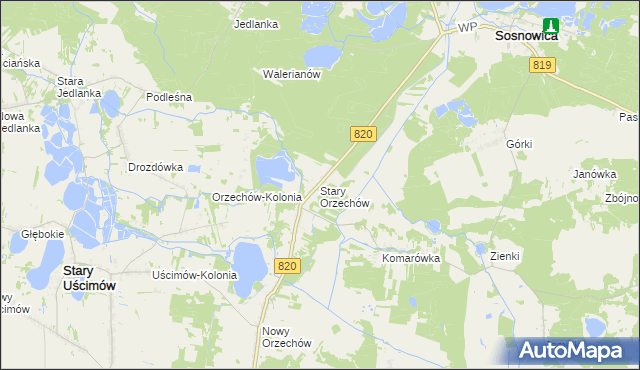 mapa Stary Orzechów, Stary Orzechów na mapie Targeo