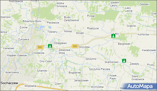 mapa Strzyżew gmina Kampinos, Strzyżew gmina Kampinos na mapie Targeo