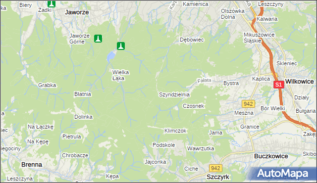 mapa Szyndzielnia, Szyndzielnia na mapie Targeo