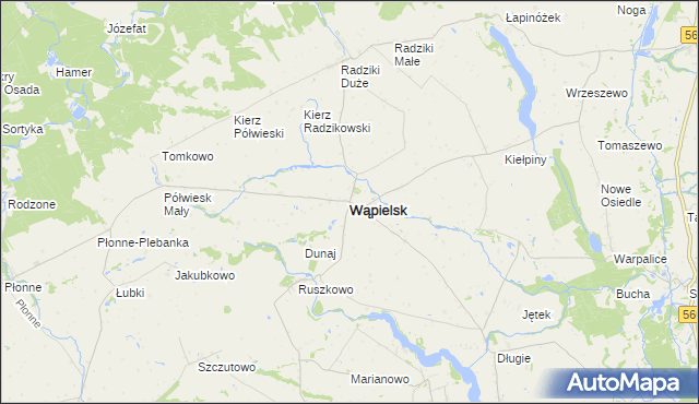 mapa Wąpielsk, Wąpielsk na mapie Targeo