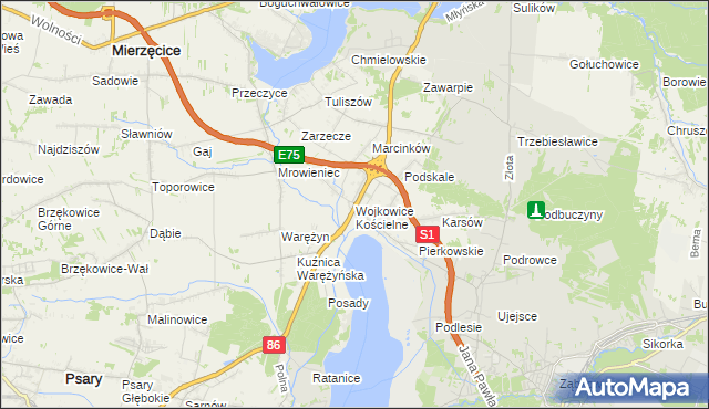 mapa Wojkowice Kościelne, Wojkowice Kościelne na mapie Targeo