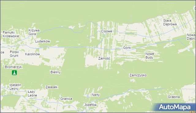 mapa Zamość gmina Leoncin, Zamość gmina Leoncin na mapie Targeo