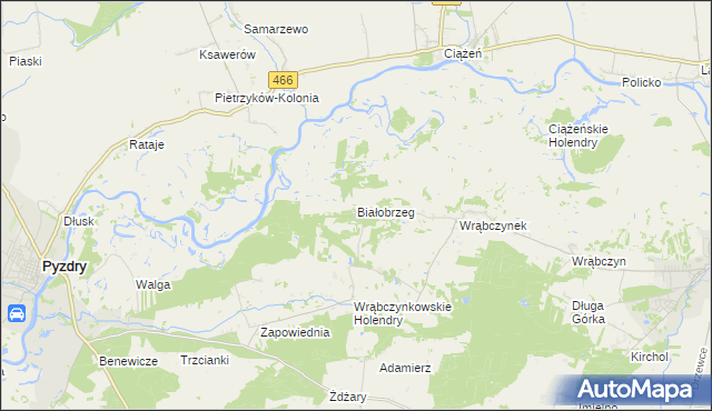 mapa Białobrzeg gmina Pyzdry, Białobrzeg gmina Pyzdry na mapie Targeo