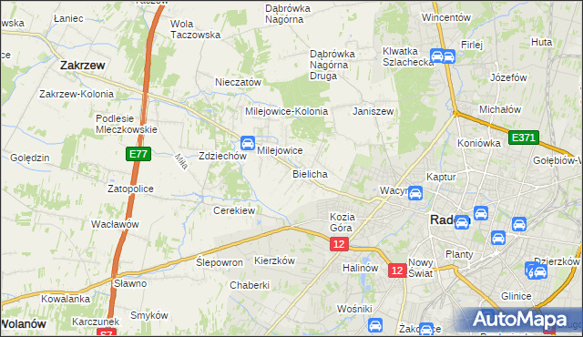 mapa Bielicha, Bielicha na mapie Targeo