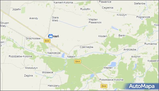 mapa Czerniejów gmina Kamień, Czerniejów gmina Kamień na mapie Targeo