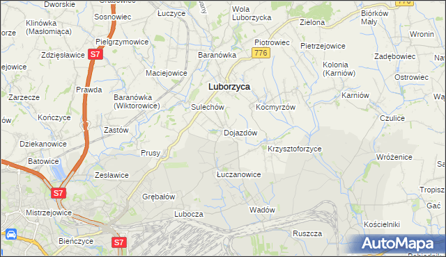 mapa Dojazdów, Dojazdów na mapie Targeo