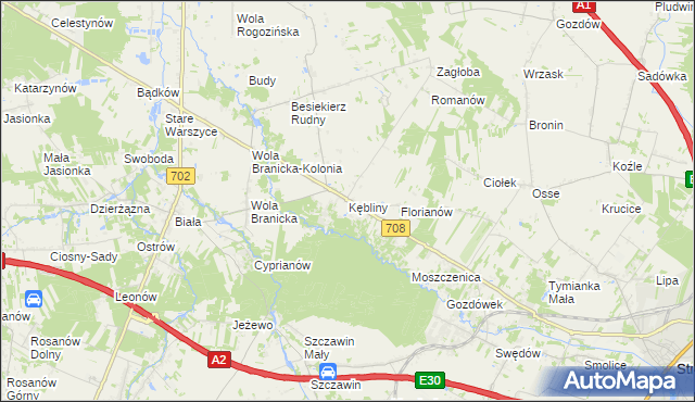 mapa Kębliny, Kębliny na mapie Targeo