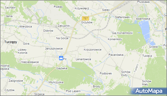 mapa Krzczonowice gmina Staszów, Krzczonowice gmina Staszów na mapie Targeo