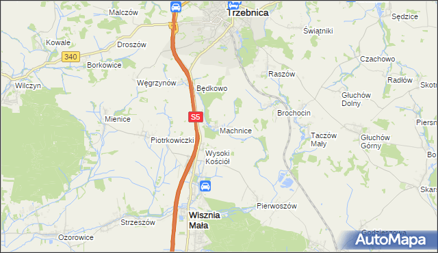 mapa Machnice, Machnice na mapie Targeo