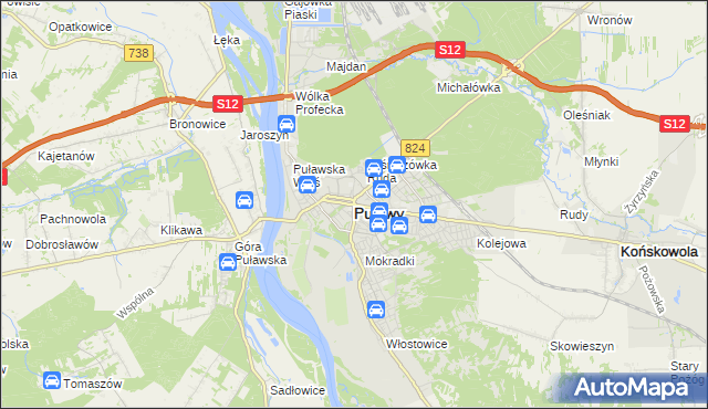 mapa Puław, Puławy na mapie Targeo