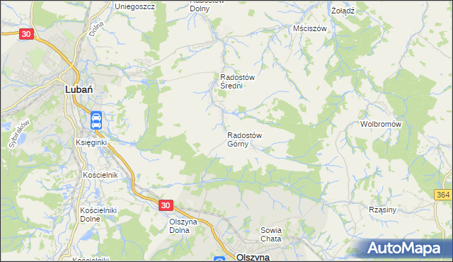 mapa Radostów Górny, Radostów Górny na mapie Targeo