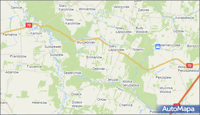 mapa Sapy gmina Puszcza Mariańska, Sapy gmina Puszcza Mariańska na mapie Targeo