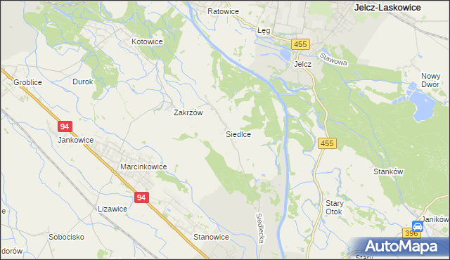 mapa Siedlce gmina Oława, Siedlce gmina Oława na mapie Targeo