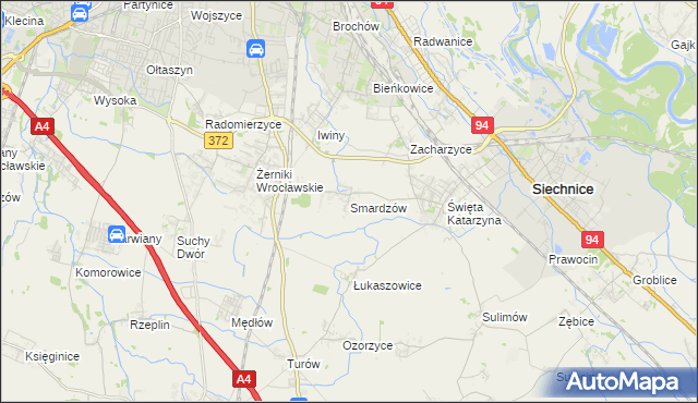 mapa Smardzów gmina Siechnice, Smardzów gmina Siechnice na mapie Targeo