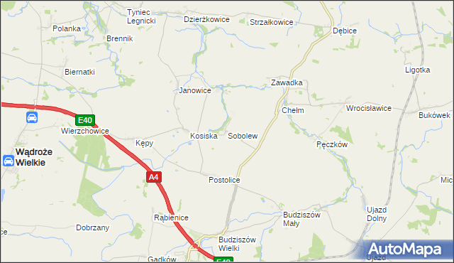 mapa Sobolew gmina Wądroże Wielkie, Sobolew gmina Wądroże Wielkie na mapie Targeo
