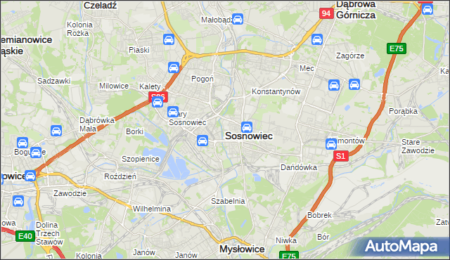 mapa Sosnowca, Sosnowiec na mapie Targeo