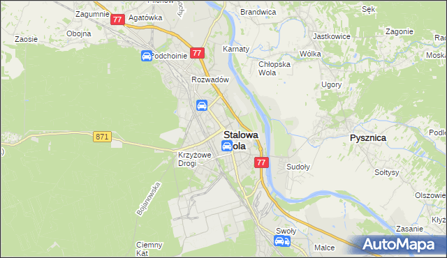 mapa Stalowa Wola, Stalowa Wola na mapie Targeo