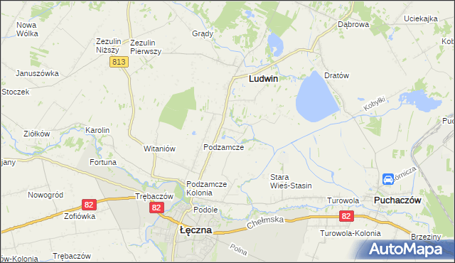 mapa Stara Wieś-Kolonia gmina Łęczna, Stara Wieś-Kolonia gmina Łęczna na mapie Targeo