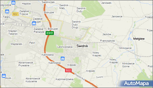 mapa Świdnika, Świdnik na mapie Targeo