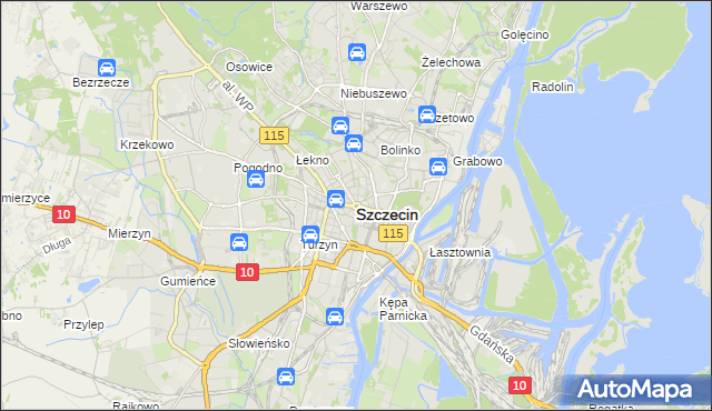 mapa Szczecina, Szczecin na mapie Targeo